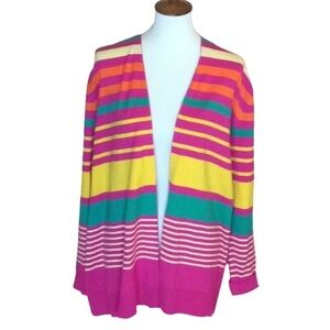 Liz Claiborne multistripe open front cardigan Size Large
